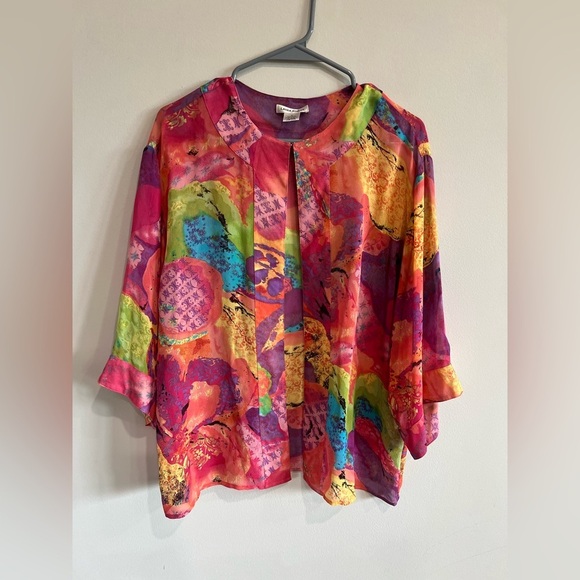 Anthropologie Tops - Laura Ashley 100% Silk Semi Transparent Pastel Color Jacket Floral Print